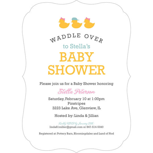 Rubber Duckie Triplets Shower Invitations
